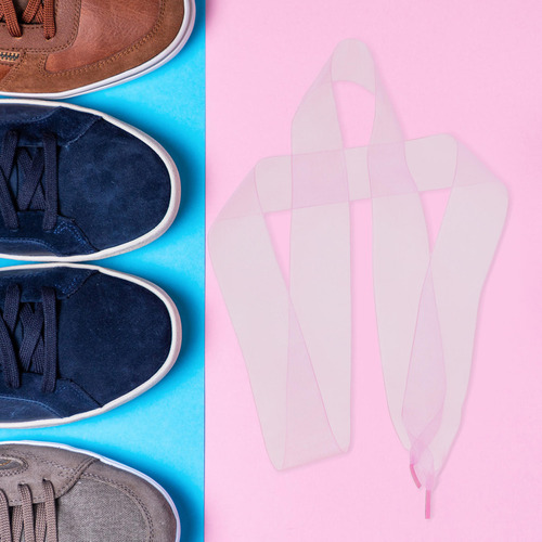 1 Par De Cordones Planos Satinados Con Cinta De Chifón Color