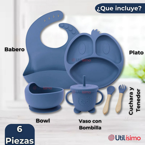 Set Alimentación Silicona Bebé 6 Piezas De Forma Libre Bpa