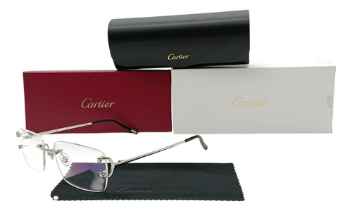 Lente Cartier 3pzs Color Plata Con Negro 541122 Plateado