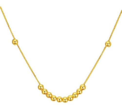 Cadena Tejida Oro 18k Colgante 12 Pelotitas 18k