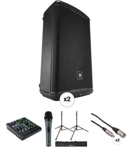 Jbl Dual Eon715 Stereo Powered Speaker Kit With Mixer, Mic.,
