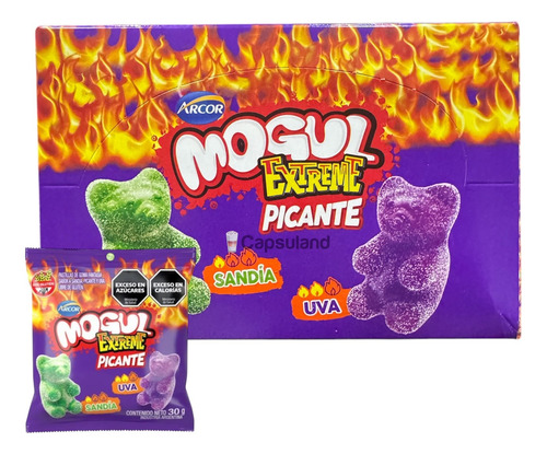 Gomitas Mogul Extreme Picante sandia y uva con sandia y uva picantes sin TACC 30 g 12 u