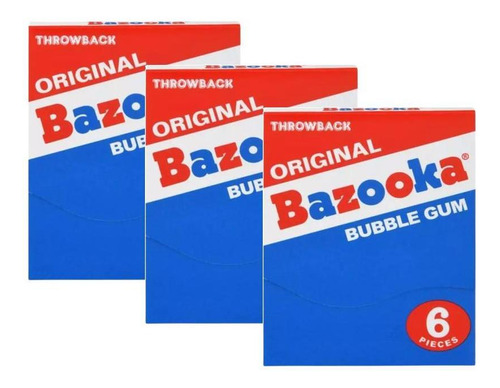 Kit 3 Chiclete Bazooka Bubble Gum Blue Raspberry 36g
