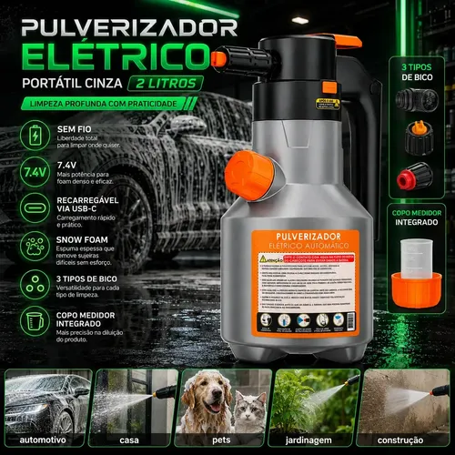 Pulverizador Eletrico Snow Foam Bahrein 2l Para Limpeza Automotiva E Domestica