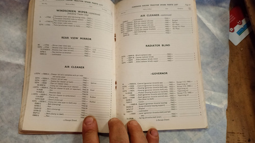 Antiguo Manual Partes De Repuesto Con Ilustraciones Fordson (Usado)