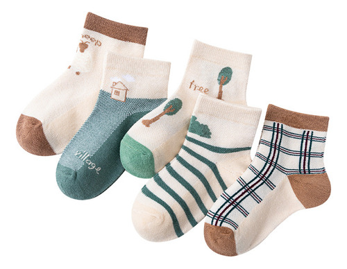 5 Pares De Calcetines Para Niños Primavera/verano