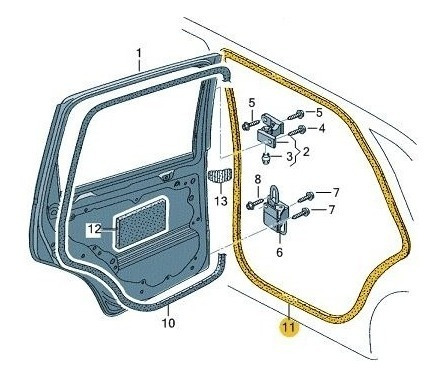 Imagem 2 de 4 de Borracha Porta Interna Traseira Original Vw Polo 2003-2014