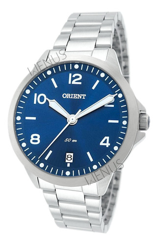 Relogio Orient Feminino Prata Mostrador Azul Fbss1159 D2sx