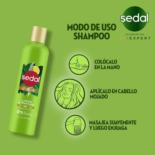 Shampoo Sedal Bioexpert Purificación Y Brillo Limón 370 Ml