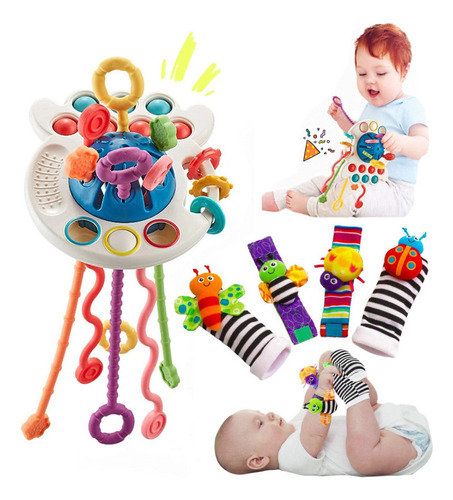 , Calcetines De Muñeca Montessori Sensory Toys + Rattle, 5