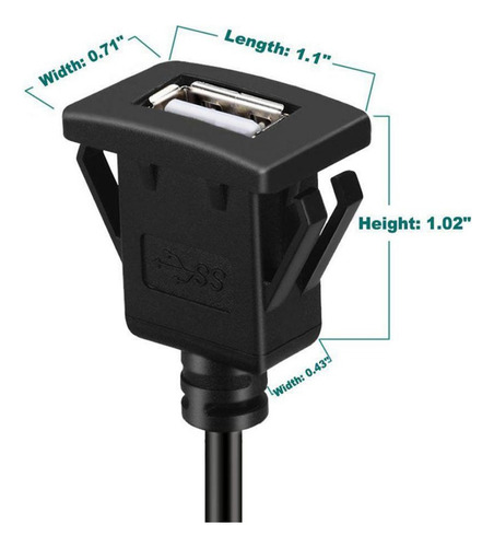 Cable De Extensión De Montaje Empotrado Usb 2.0 En El
