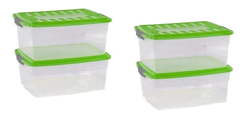 4 Cajas Organizadoras 17lts Colombraro Plasticas Apilables