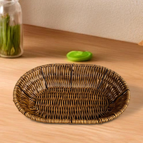 Cesta De Pan De Imitación De Ratán, 24 Cm X 17 Cm X 6 Cm