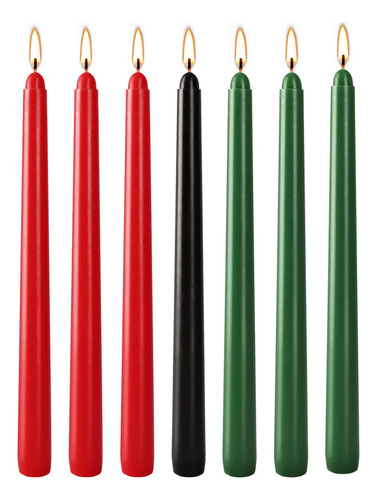 Juego De Velas Kwanzaa Taper V, Paquete De 7, 3 Rojas, 3 Ve