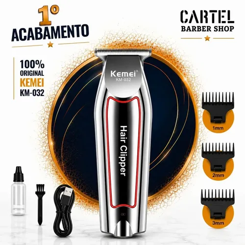 Maquina Acabamento Degrade Pezinho Cortar Cabelo Barba E Pelos Corpo Kemei 032