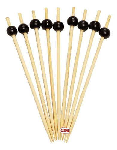 Topper Pinche Madera Perlas Picada Brochette X50 - Cc Color Negro