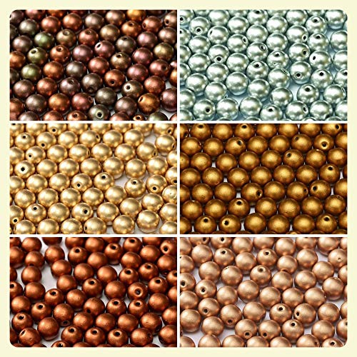 Perlas Checas De Vidrio Prensado, Redondas, 3 Mm. Seis Color