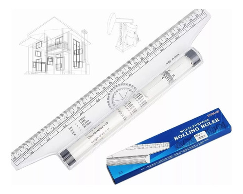 Regla De Rodillo 30cm Dibujo Medición Multiuso Profesional