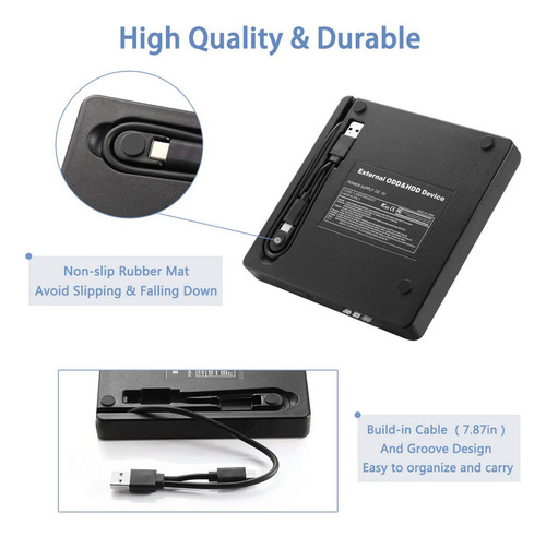 Yrrnae Unidad De Dvd Externa, Usb C/usb3.0 De Doble Puerto P