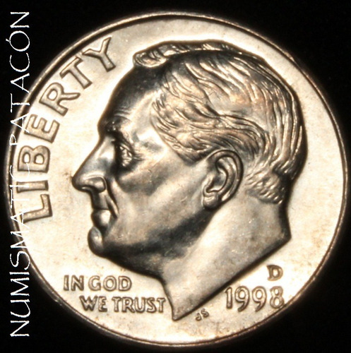 Moneda Usa One Dime 1998 Letra D - Excelente (Usado)