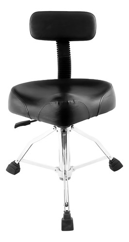 Banco Almofadado De Bateria Com Encosto Liverpool Cor Preto