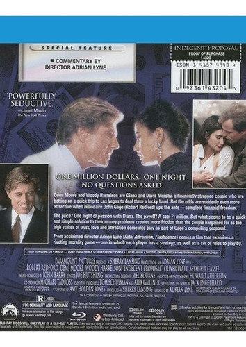 Blu-ray Indecent Proposal / Propuesta Indecente