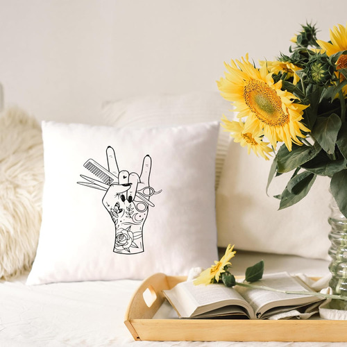 Funda De Almohada De Mano Con Tijeras Para Estilista Para So