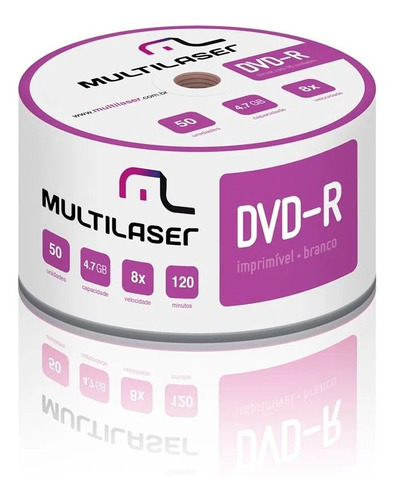 Imagen 1 de 3 de Dvd-r 08x X50 Imprimibles Multilaser Dv052