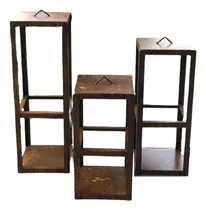 Comprar Set X3 Fanales Hierro Faról Porta Vela Deco Oxido Vintage 