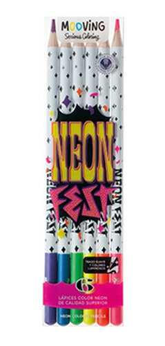 Imagen 1 de 1 de Lapiz Lapices Mooving Serious Coloring Fluo Color X 6 Largos