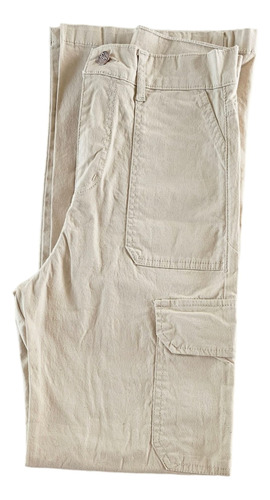 Jean Modelo Wide Leg Cargo Con  Hilo Blanco