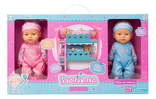 2 Muñecas Bebe Bostecitos Mellizos Con Cama Camarote