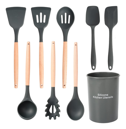 Sarlatino Juego Utensilio Cocina Silicona 9 Pieza Resistente