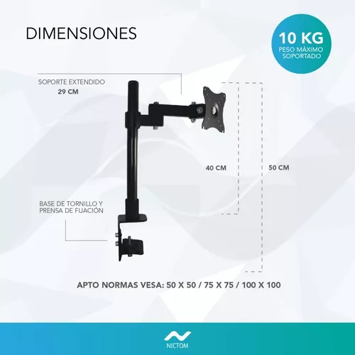 Soporte Tv /Monitor De Pared Nictom SP02 14 A 42 Pulgadas Inclinable -  NICTOM SOPORTE P AUDIO TV Y VIDEO - Megatone