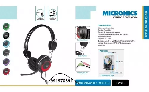 Auricular con Micrófono Micronics para PC CITRIX + MIC H715