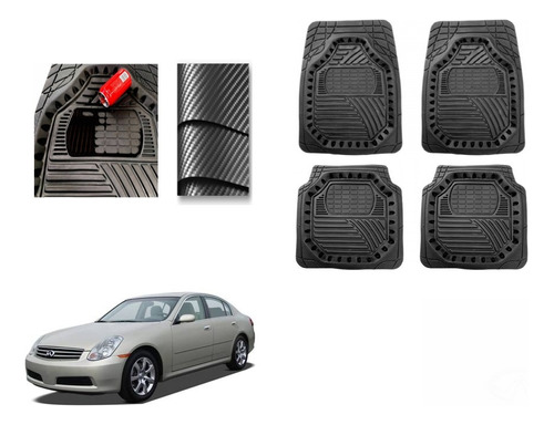 Tapete Carbono 3d Grueso Infiniti G35 2002 A 2007