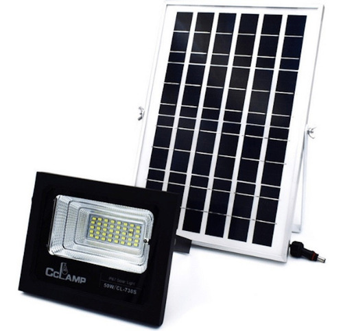 Reflector Led 50w Panel Solar Luz Blanca Control Remoto