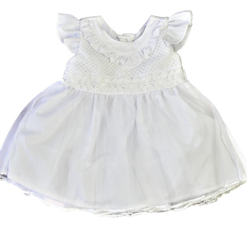 Vestido Para Bautizo  Bebe Niña - Blanco