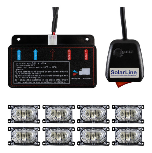 Baliza 8 Modulos Led 3w 24w P/policia Seguridad Nl303-8-azul