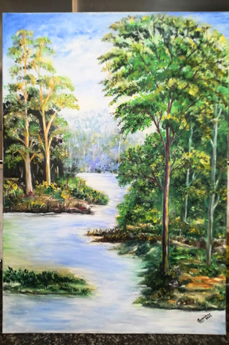 Pintura Al Oleo Sobre Lienzo 70 X 100 Cm Pintado A Mano