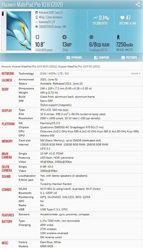Huawei Matepad Pro 10.8 2021 Mrr-w29 Wifi 8gb 128gb