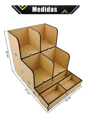 Imagen 3 de 10 de Organizador De Vasos Cafetería Oficina Mdf Corte Laser