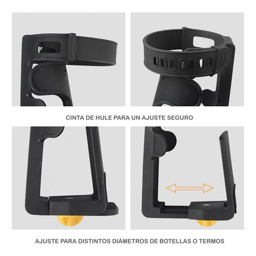 Imagen 9 de 9 de Portavasos Botella Termo Grande C/ Soporte Para Defensa Moto