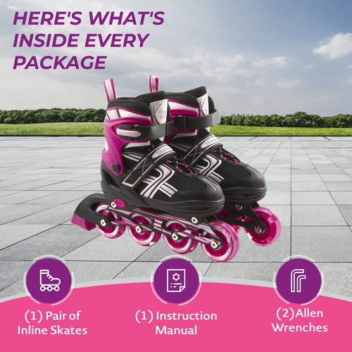 Patines En Línea Ajustables Para Niños Con Ruedas Led Talla De Los Patines 0 Mm Fuschia