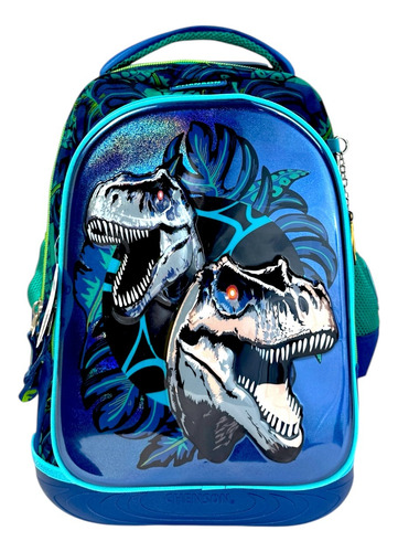 Mochila Ruedas Dinosaurios Jurassic T-rex Chenson Original Azul Dinosaurios
