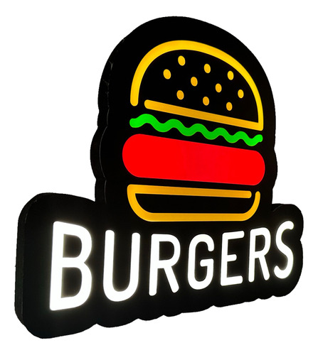 Letreiro Luminoso Burger - Decoração Hamburgueria