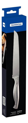 Cuchillo para sierra Tramontina de acero inoxidable, 33 cm, para panadería, pan y pan, serrado, color gris