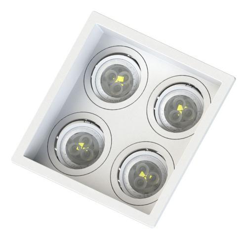 Luminaria Spot Embutir Recuado Quadruplo Mr11 + Lampada 4w