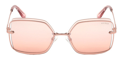 Lentes De Sol Mujer Galvanizado Geométrico Gu7618 Guess Color Shiny Rose Gold/bordeaux Mirror