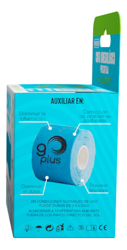 Cinta Kinesiológica Azul Go Plus 5m Pre-cortada
